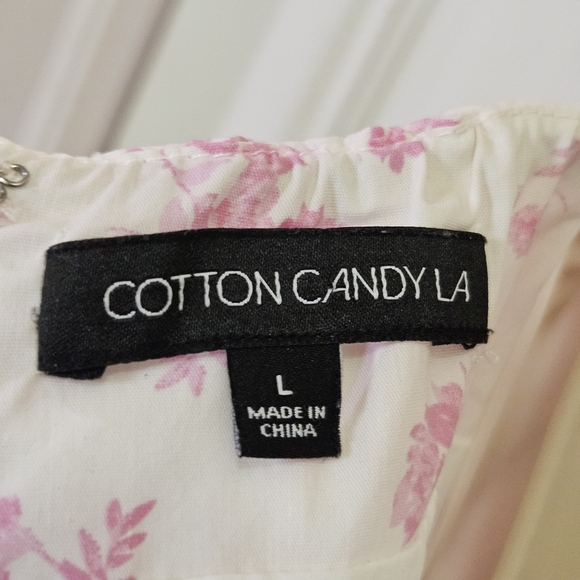 COTTON CANDY LA White/Pink Multi-Color Floral Sleeveless Mini Dress,Large - Picture 16 of 16